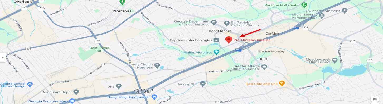 Pro Therapy Supplies map at 5201 Brook Hollow Parkway Ste J Norcross, Georgia 30071
